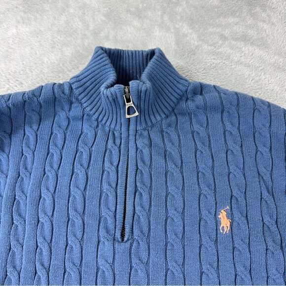 Polo Ralph Lauren Men's Size XL Chunky Cable Knit 1/4 Zip Jacket Color Blue - Picture 5 of 11